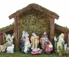 Traditional Christmas Nativity Scene - Stable With 11 Nativity Figures - Christmas Decorations (FREE POSTAGE)