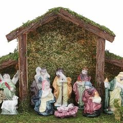 Traditional Christmas Nativity Scene - Stable With 11 Nativity Figures - Christmas Decorations (FREE POSTAGE)