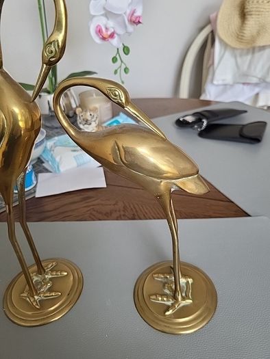 Antique stork ornaments brass
