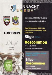 2016 Roscommon v Sligo - GAA U21 EirGrid Connacht Football Semi-Final Programme