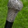 Antique Silver Handled Walking Stick. Twisted Silver Finish Handle Image 6