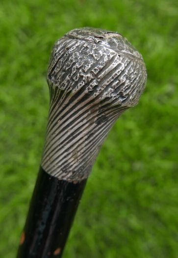 Antique Silver Handled Walking Stick. Twisted Silver Finish Handle