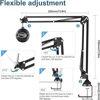 NEW SALE | Boom Arm,Aokeo AK-35 Adjustable Compact Mic Suspension Boom Scissor Arm Stand For Blue Yeti,Snowball iCE, HyperX QuadCast,SoloCast,Elgato Wave,Etc