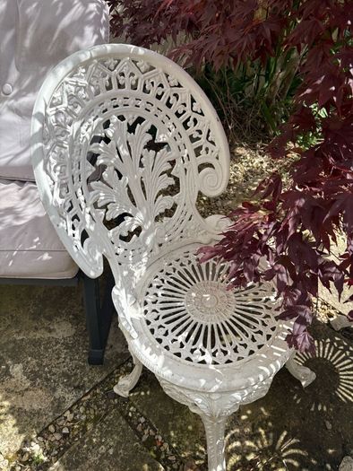 Vintage Cast Aluminium Garden Dining Set Table & 4 Chairs