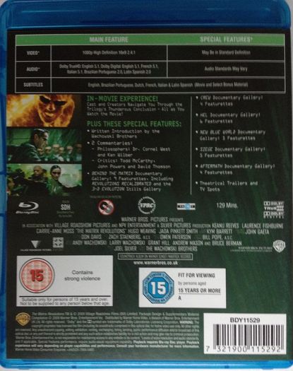 The Matrix Trilogy Boxset (Keanu Reeves, Laurence Fishbourne & Carrie-Anne Moss, Hugo Weaving) [Blu-ray Movie]