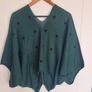 Forest Green Crea, V-Neck Knit, Handkerchief Hem, One Size Image 2
