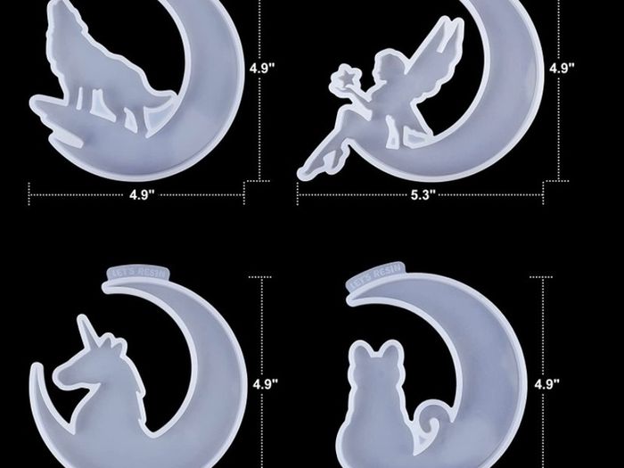 Crescents Mould, Epoxy Resin Molds, Silicone Epoxy Molds, Moon Wolf, Moon Cat, Moon Fairy, Moon Unicorn Mold (FREE POSTAGE)