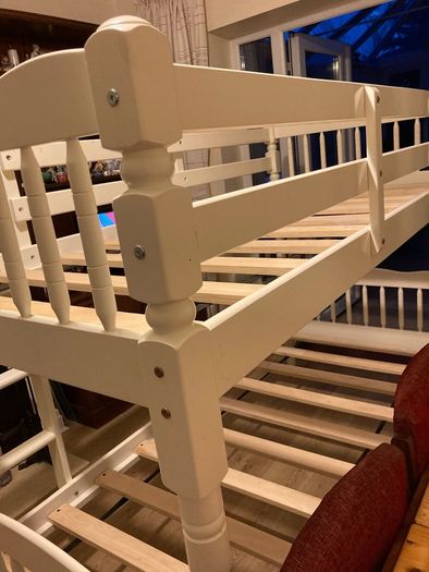 A beautiful White Bunk Bed. No Mattresses.