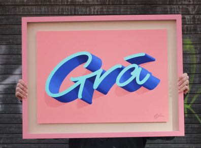 A2 Gra art print in custom frame
