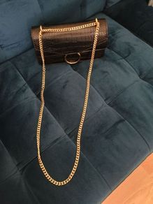Carl Scarpa black crock leather imitation golden chain handbag