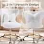 Vanity Chair with Gold Wheels & Bow Pillow, girl's office chair Image 5