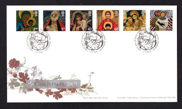 2005 Great Britain Christmas Commemorative Stamps Addressed First Day Cover (FDC) with Edinburgh pictorial cancel.