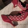 Irregular choice funky velvet bow shoes 4 4.5 wine kitten heel Image 5