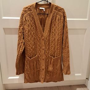 SEE BY CHLOE wool cable knit cardigan -- size M -- ochre