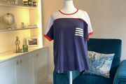 Ladies Navy, White &amp; Red Tee Shirt from West Quay Carrig Donn