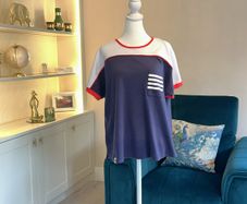 Ladies Navy, White & Red Tee Shirt from West Quay Carrig Donn