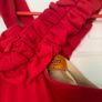 Stunning red shift dress with unusual neckline detail Image 3