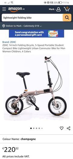 Small folding bike for adults or younger