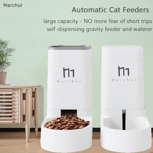 NEW SALE | Automatic Feeder and Waterer Set, Dogs Cats Food Feeder and Water Dispenser 3.8L, 2 in 1 Cat Food Water Dispensers for Small Medium Big Pets