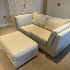 Two Seater Off-White Couch with Storage Foot Rest