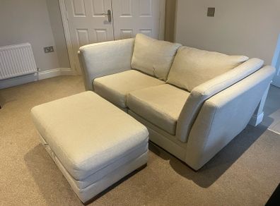 Two Seater Off-White Couch with Storage Foot Rest