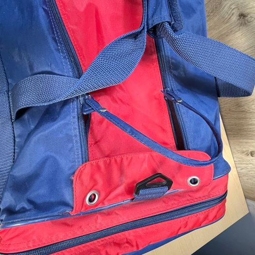 Adidas Duffle Bag - Blue Red Gym Travel Sports - Spell Out - 90s