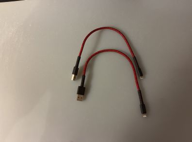 Two USB to Lightning cables 0.3m