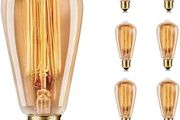 Vintage Edison Light Bulb 40W - Dimmable Screw Edison Light Bulb ST64 - E27 Base 220V Incandescent Classic Antique Bulb Style - Warm Whtie 2700K - Amber Glass-6 Packs (FREE POSTAGE)