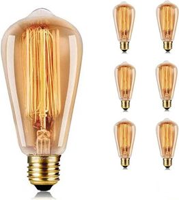Vintage Edison Light Bulb 40W - Dimmable Screw Edison Light Bulb ST64 - E27 Base 220V Incandescent Classic Antique Bulb Style - Warm Whtie 2700K - Amber Glass-6 Packs (FREE POSTAGE)
