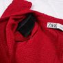 Zara Red Textured Knit Gold Button Longline Cardigan Dress Size S Image 6