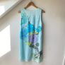 Peppercorn 100% Silk Turquoise Floral Shift Dress Medium Image 3