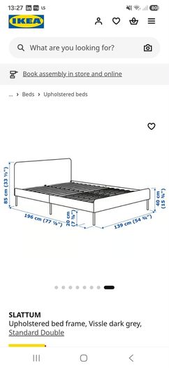 Ikea Slattum Grey Double Bed