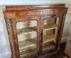Beautiful Antique-Style Walnut & Marquetry Display Cabinet