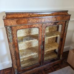 Beautiful Antique-Style Walnut & Marquetry Display Cabinet
