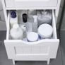 _Bathroom cabinet, narrow wooden bathroom cabinet with 4 drawers, 30 x 30 x 82 cm, living room, bedroom, hallway, deep, free-standing, space-saving, white Image 3