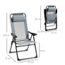 Set of 2 Grey Folding Recliner Chairs, Adjustable Outdoor Patio Lounge Chairs with Headrests and Metal Frames Image 2
