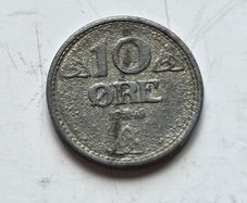 Norway 10 Ore 1943 German Occupation. Dull Metal