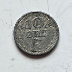 Norway 10 Ore 1943 German Occupation. Dull Metal