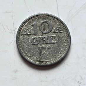 Norway 10 Ore 1943 German Occupation. Dull Metal