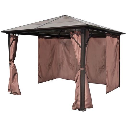 Gazebo with Curtain Brown Aluminium 300x300 cm