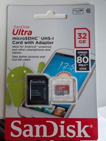 SanDisk Ultra 32GB microSDHC card with adapter