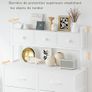 Chest of Drawers, 9-Drawer Bedroom Cabinet with Handles, Wood Top, Metal Frame, Tall Storage Unit Dressing Table for Bedroom, Living Room, White Image 3