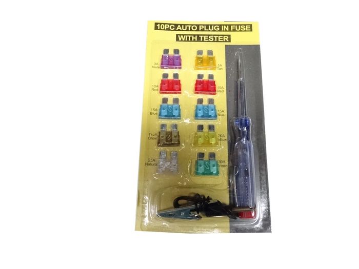 New 10x Car Fuse Kit Set Auto Plug + Screwdriver Voltage Tester Fuses #872