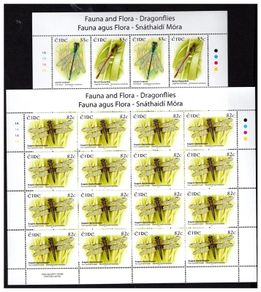 2008 Ireland Fauna & Flora Dragonflies Commemorative Stamps Sheetlets Plate 1A1A1A1A Mint Never Hinged (MNH)
