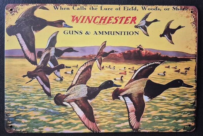 Winchester firearms company, vintage style metal sign .