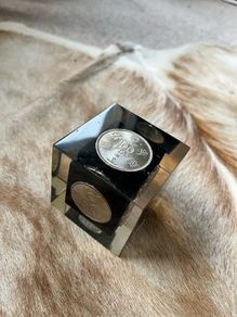 1982 Spain World Cup Commemorative Clear Cube 6 Spanish Peseta Coins