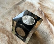 1982 Spain World Cup Commemorative Clear Cube 6 Spanish Peseta Coins
