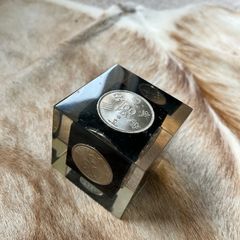 1982 Spain World Cup Commemorative Clear Cube 6 Spanish Peseta Coins