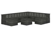11 Piece Garden Pallet Lounge Set Solid Pinewood Dark Grey