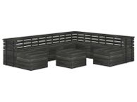 main image for ad 11 Piece Garden Pallet Lounge Set Solid Pinewood Dark Grey